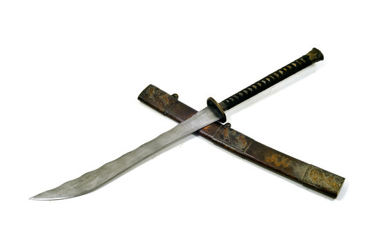 legend of ancient Samurai  grand sword with white isolate background