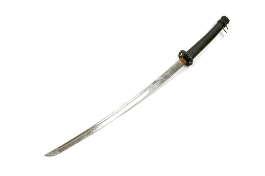 legend of ancient Samurai long sword with white isolate background