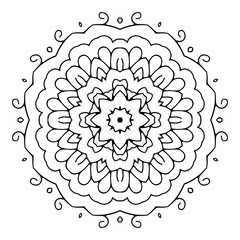 Mandala. Black and white decorative element. Picture for coloring.