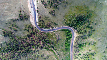 Curved road from above