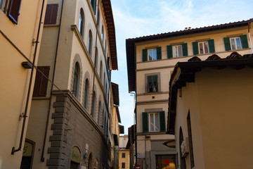 Details of the exterior of Italian buildings in Florence, Tuscany, Italy.