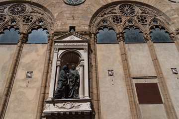 Gothic design of the facade of Orsanmichele church in Florence, Tuscany, Italy