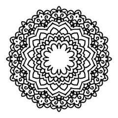 Mandala. Black and white decorative element. Picture for coloring.