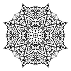 Mandala. Black and white decorative element. Picture for coloring.