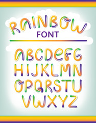 Funny colorful alphabet letters. Font style, vector design template elements for your application or corporate identity. Hand drawing rainbow colors letters