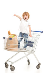 kid in shopping cart