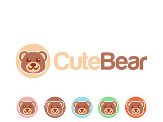 Cute bear icon set