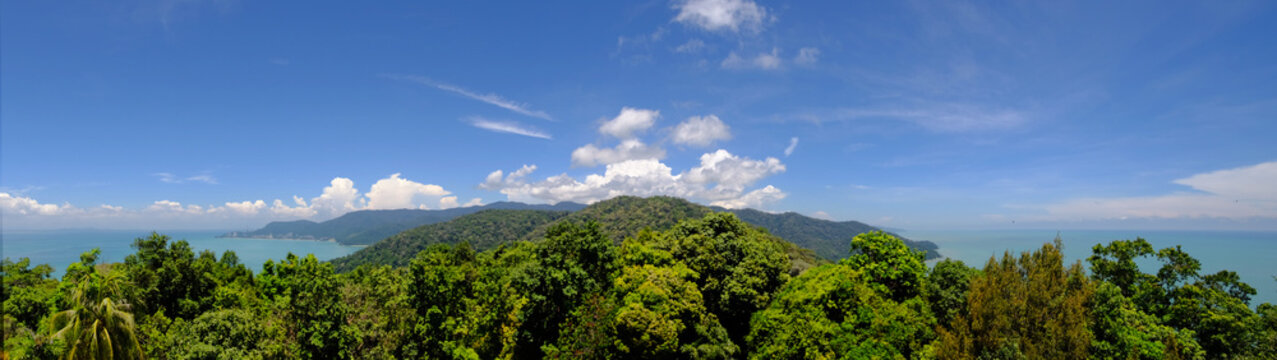 Penang National Park  (Taman Negara Pulau Pinang)  - scenic panoramic view of the island from the top of the hill.