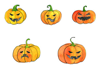 watercolor halloween pumpkins