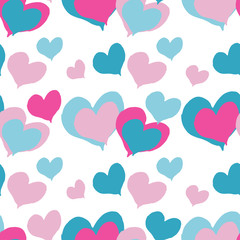 Fototapeta na wymiar Seamless vector background with decorative hearts. Valentine's day. Hand-drawing. Textile rapport.