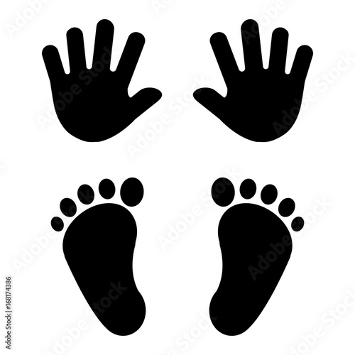 Download "Baby's foot prints and hand prints. Black silhouettes ...