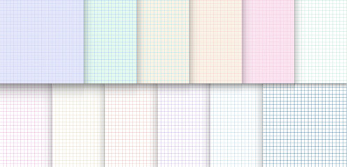 Set of Checkered paper. Square. Vector illustration.