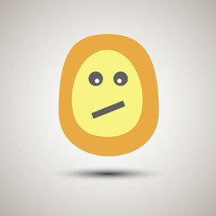 Creative emoji smiley face unsure. Unsure emoticon for apps. Yellow and orange funky creative emoji.