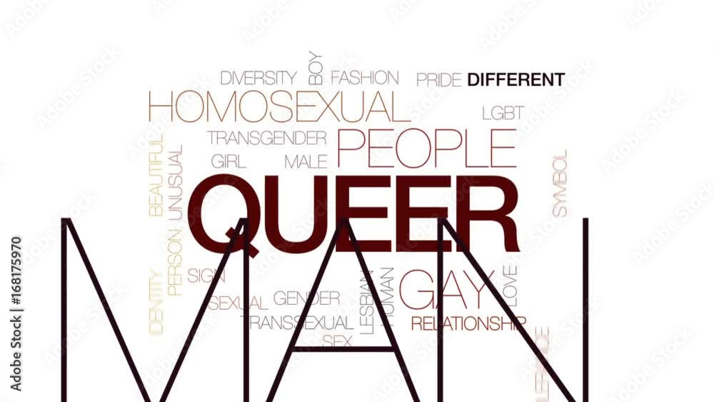 Sticker Queer animated word cloud, text design animation. Kinetic typography.