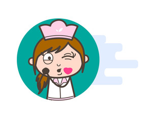 Cartoon Joyful Girl Blowing Kiss Vector Illustration