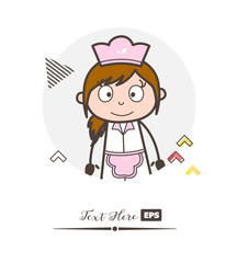 Cartoon Waitress with Surprised Face Vector Illustration