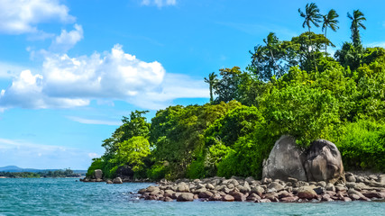 Rocks, Trees and Sea Green Waters of South Goa, India