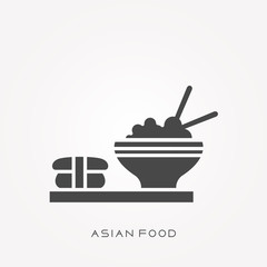 Silhouette icon Asian food