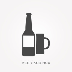 Silhouette icon beer and mug