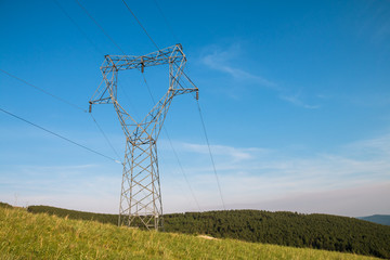 Power tower on the hillside