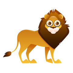Lion cute cartoon character isolated on white background. Vector illustration