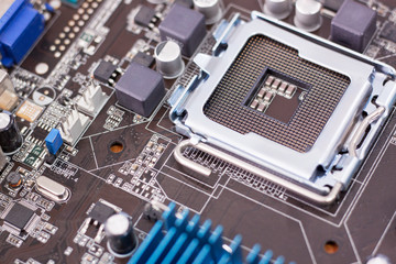 close view empty processor motherboard socket