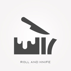 Silhouette icon roll and knife