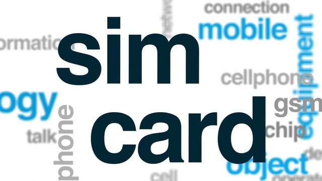 SIM card animated word cloud, text design animation.