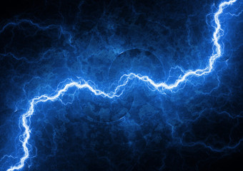 Naklejka premium Blue lightning, abstract electrical background