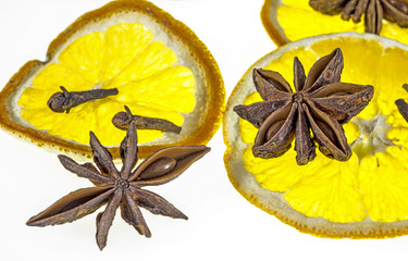Sliced orange, clove, star anise