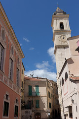 Fototapeta na wymiar Taggia - Medieval church square in old town, Liguria 