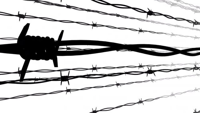 Silhouette of the barbed wire. Loop.