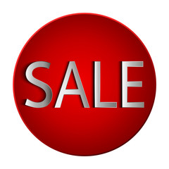 White sale sign over red background.