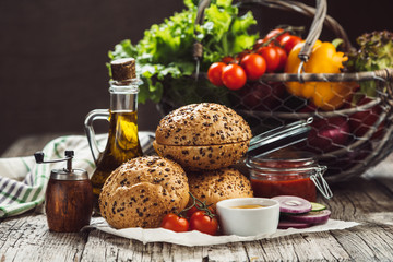 Ingredients for vegetarian burger