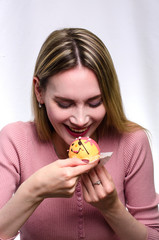 beautiful girl with cake