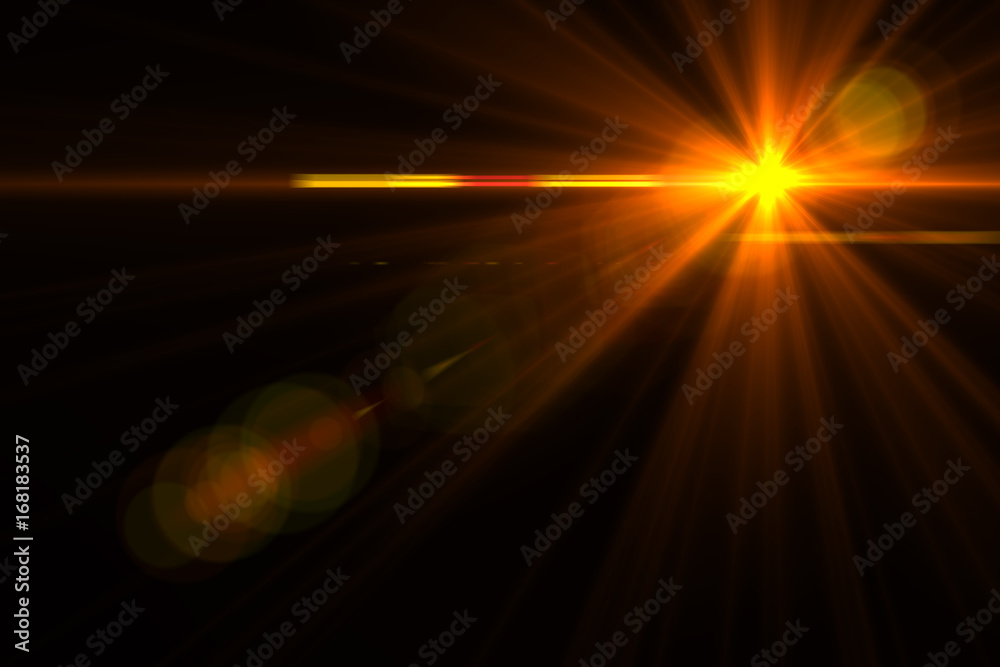 Canvas Prints sunburst with lens flare light over black background. easy to add overlay or screen filter over phot
