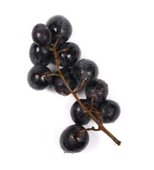 Dark grapes, isolated on white background, top view