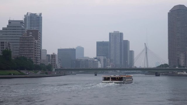 Sumidagawa River and sightseeing boats - video 4K UHD 2
