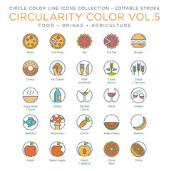 Circle Color Icons Collection Vol.5 - Food, Drinks and Agriculture