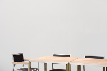 Conference room with place for drawing on wall. Closeup of modern office.