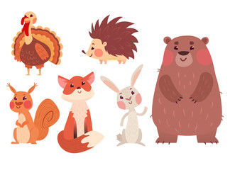 Obraz premium Set of cute wild animals