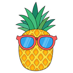 Cute pineapple with sunglasses