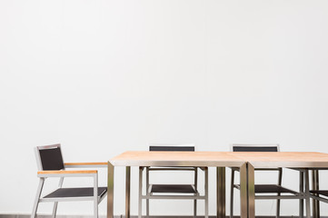 Fototapeta premium Conference room with place for drawing on wall. Closeup of modern office.