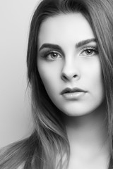 Fototapeta premium Fashionable portrait of a girl model. Fashion, glamour makeup.