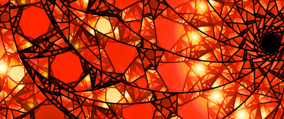 Fiery glowing stained glass 8k widescreen background