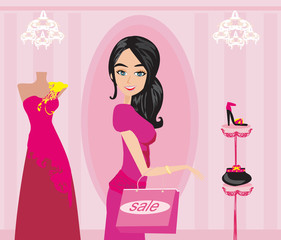 Fashion girl Shopping illustration
