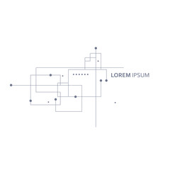 Wireframe element with abstract figure. Connected lines and dots. Vector Illustration