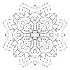 Flower Mandala vector illustration. Oriental pattern, vintage decorative elements. Islam, Arabic, Indian, moroccan, turkish ottoman motifs Coloring page