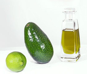 Avocado, fruit like butter, flesh, pip, olive oil, lemon