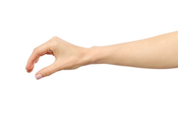 Woman's hand grabbing or measuring something